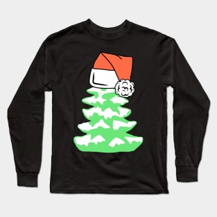 Green Christmas Tree In A Santa Hat Long Sleeve T-Shirt
